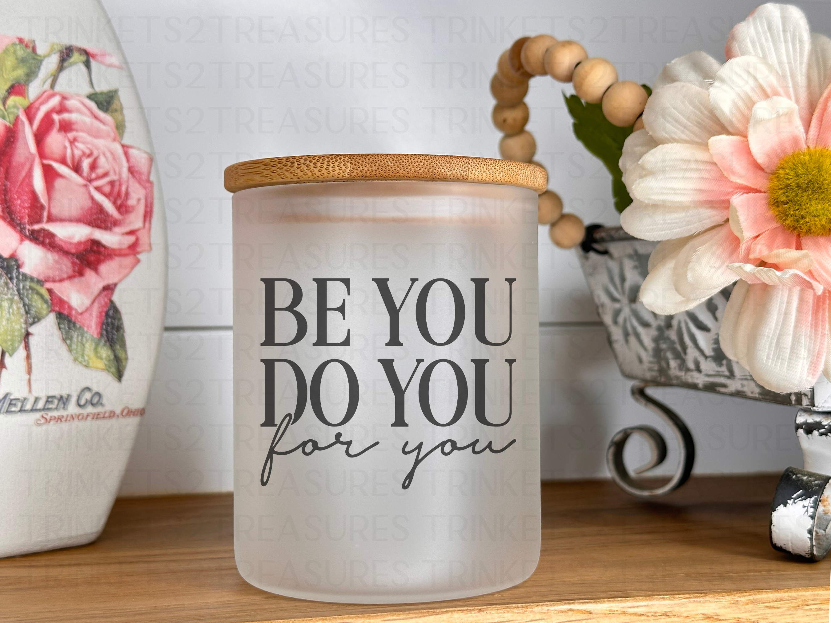 10 oz Frosted Candle Jars with Bamboo Lid/Multi-Purpose Jar/Be You For You/#507