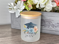 10 oz Frosted Candle Jars with Bamboo Lid/Multi-Purpose Jar/Class of 2024/#519