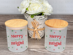 10 oz Frosted Candle Jars with Bamboo Lid/Multi-Purpose Jar/Merry & Bright/#522