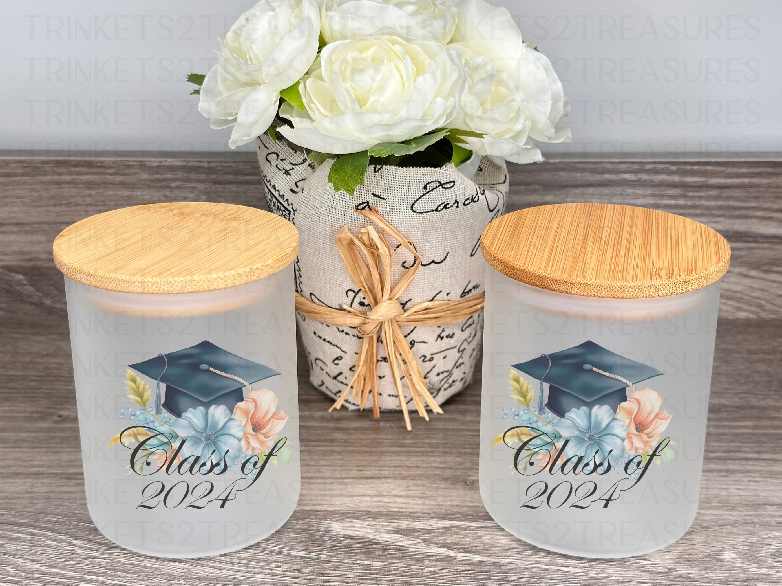 10 oz Frosted Candle Jars with Bamboo Lid/Multi-Purpose Jar/Class of 2024/#519