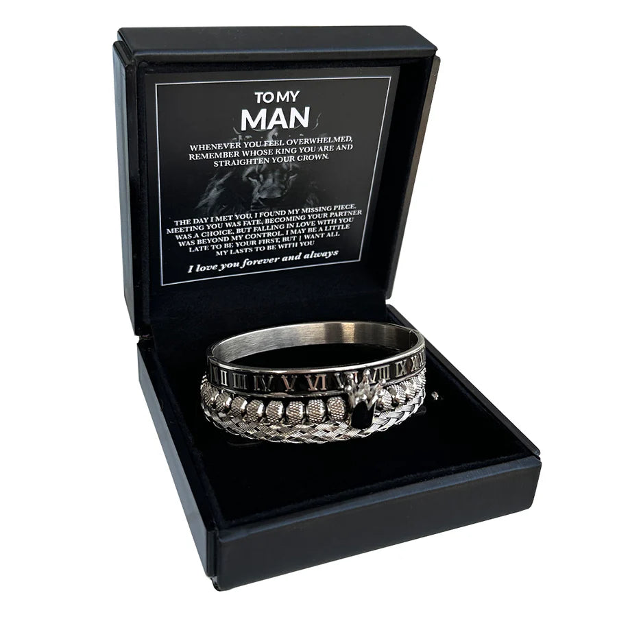 Bracelet Gift Set "To My Man - Straighten Your Crown"