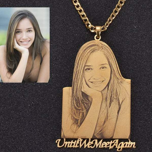 Custom Photo Engraved Pendant Necklace - Anniversary Gift For Her, For Him