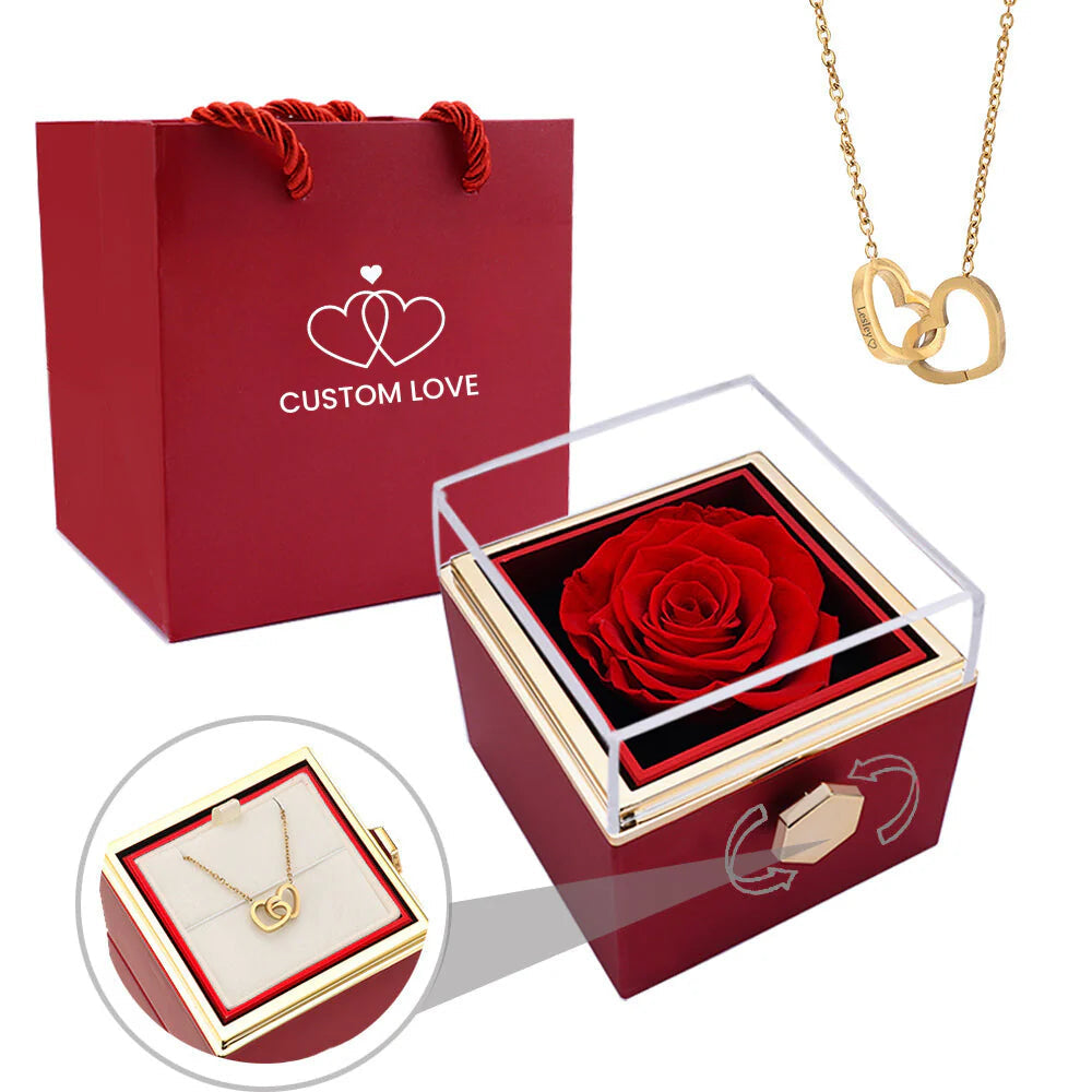 Eternal Rose Box - With Personalized Necklace And Real Rose