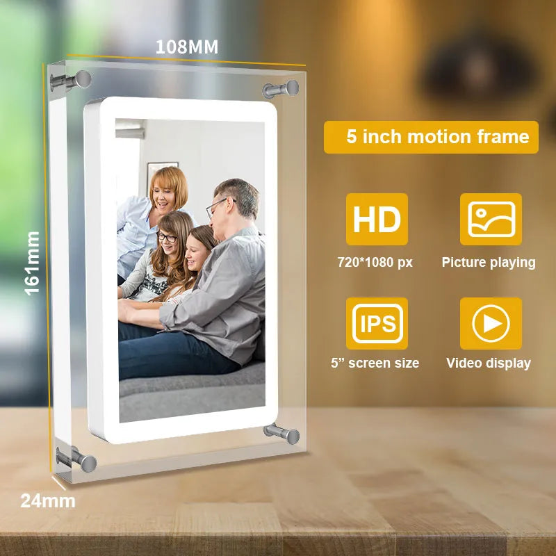 Acrylic Motion Video Frame | Digital Photo Display Frame Memory | Memory Frame Personalized Gift