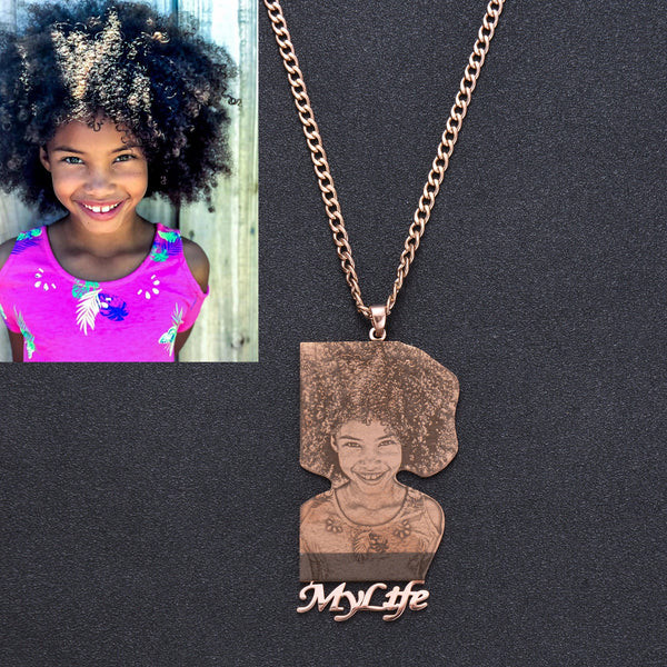 Custom Photo Engraved Pendant Necklace - Anniversary Gift For Her, For Him