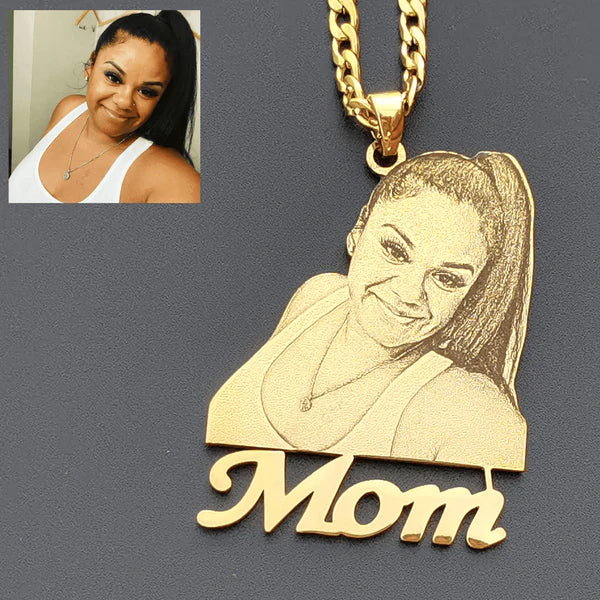 Custom Photo Engraved Pendant Necklace - Anniversary Gift For Her, For Him